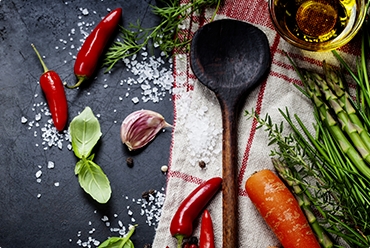 Fresh halal ingredients prepared for North Indian cooking
